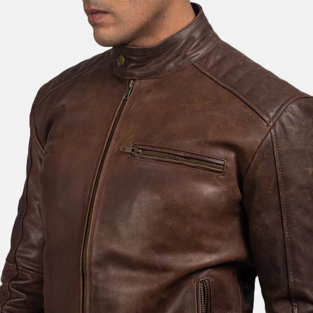 imgi 112 Dean Brown Leather Biker Jacket With Cowhide Oil Pull Leather Finish 5 5079a9ed 6b43 46f1 b82d