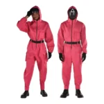 Squid Game Guard Costume Season 2 Pink Jumpsuit Front View
